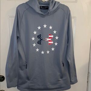 Under Armour Gray Hoodie with American Flag Logo